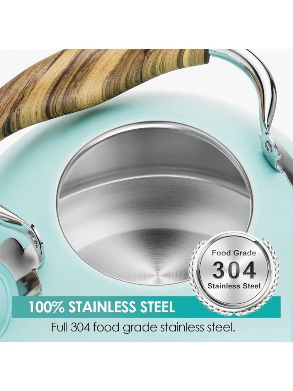 Blue Kitchen Whistling  Tea Kettle 2.6 Quart Stainless Steel Stovetop Induction